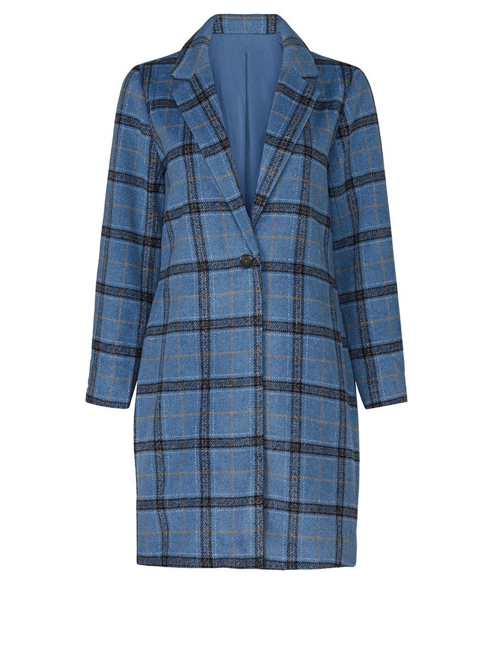 cupcakes and cashmere Blue Plaid Single-Button Women's Coat - Medium